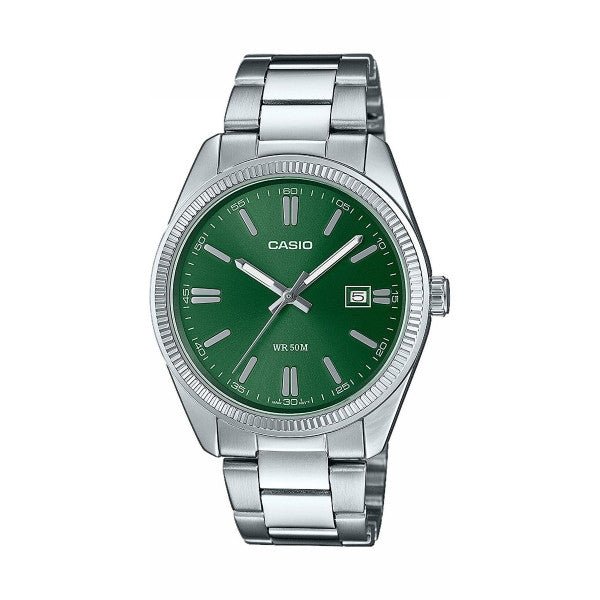 CASIO & VINTAGECasio MTP - 1302PD - 3AVEF Men's Quartz Watch – Green Dial, Stainless Steel BraceletWATCHESEcecile