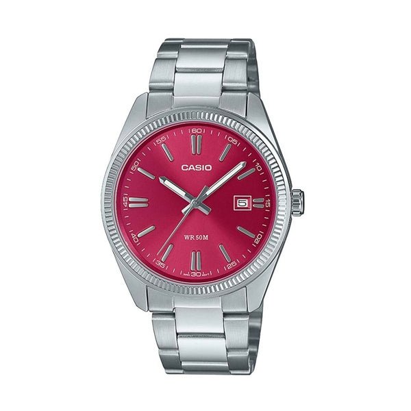 CASIO & VINTAGECasio MTP - 1302PD - 4AVEF Men's Analog Watch - Stainless Steel Band, Red DialWATCHESEcecile