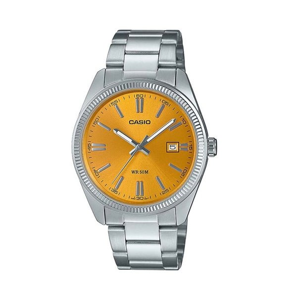 CASIO & VINTAGECasio MTP - 1302PD - 9AVEF Men's Analog Watch - Yellow Dial, Stainless Steel BandWATCHESEcecile