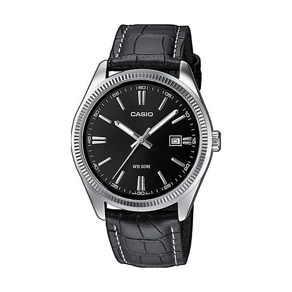 CASIO & VINTAGECasio MTP - 1302PL - 1AVEF Men's Analog Watch – Black Dial with Genuine Leather StrapWATCHESEcecile