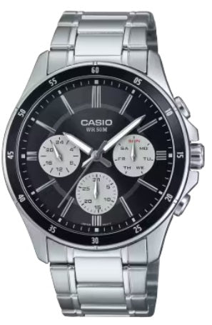 CASIO & VINTAGECasio MTP - 1374D - 1A3VDF Men's Stainless Steel Watch – Black DialWATCHESEcecile