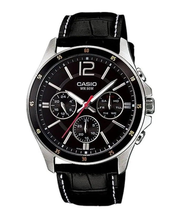 CASIO & VINTAGECasio MTP - 1374L - 1AVDF Men's Watch - Black Dial, Black Leather StrapWATCHESEcecile