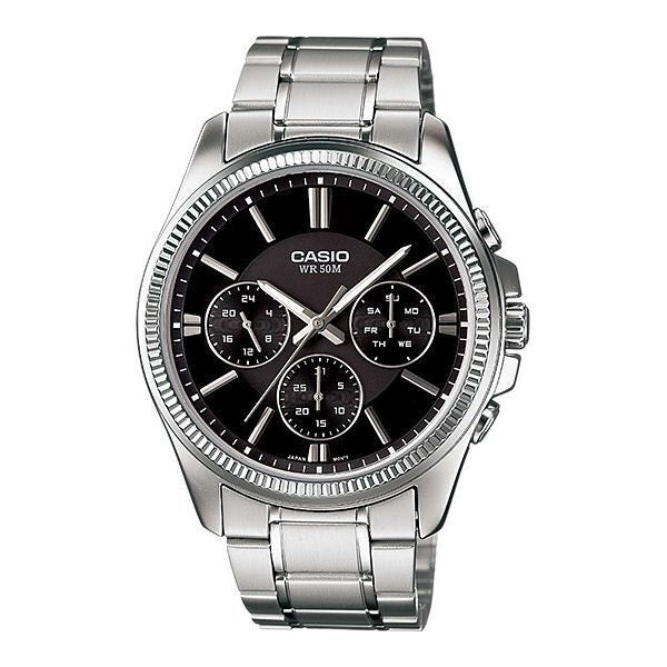 CASIO & VINTAGECasio MTP - 1375D - 1AVDF Men's Quartz Watch - Black Dial, Stainless Steel BraceletWATCHESEcecile