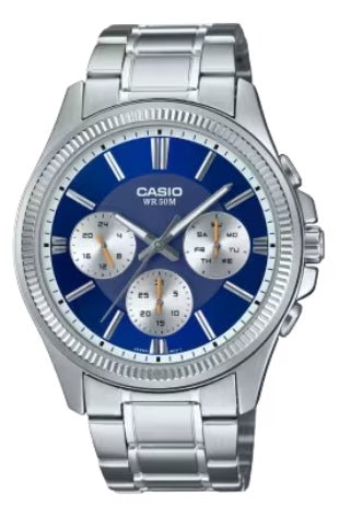 CASIO & VINTAGECasio MTP - 1375D - 2A1VDF Men's Stainless Steel Watch – Blue DialWATCHESEcecile