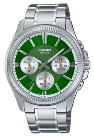 CASIO & VINTAGECasio MTP - 1375D - 3AVDF Men's Watch - Green Dial, Stainless Steel BraceletWATCHESEcecile