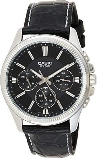 CASIO & VINTAGECasio MTP - 1375L - 1AVDF Men's Analog Watch – Black Dial, Leather Strap, Day - Date DisplayWATCHESEcecile