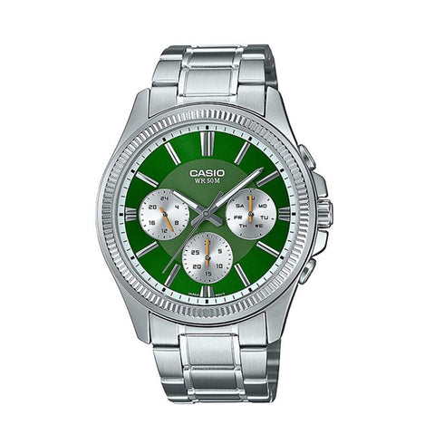CASIO & VINTAGECasio MTP - 1375PD - 3AVEF Men's Watch - Green Dial, Stainless Steel BraceletWATCHESEcecile