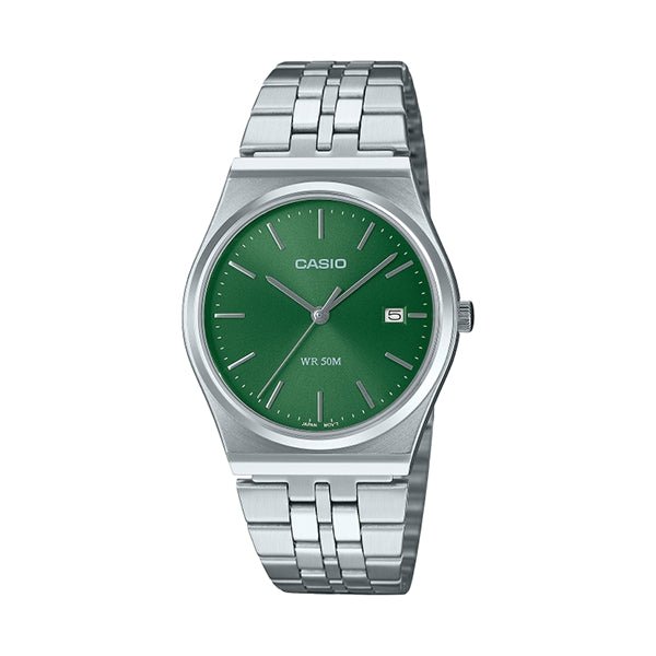 CASIO & VINTAGECasio MTP - B145D - 3AVEF Men's Analog Watch – Green Dial with Stainless Steel BraceletWATCHESEcecile