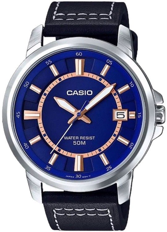 CASIO & VINTAGECasio MTP - E130L - 2A Men's Watch - Blue Dial, Leather StrapWATCHESEcecile