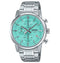 CASIO & VINTAGECasio MTP - E510D - 2AVDF Men's Quartz Chronograph Watch - Turquoise Dial, Stainless Steel BandWATCHESEcecile