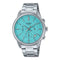 CASIO & VINTAGECasio MTP - E515D - 2A2VDF Men's Chronograph Watch - Stainless Steel, Turquoise Dial, 50M Water ResistanceWATCHESEcecile