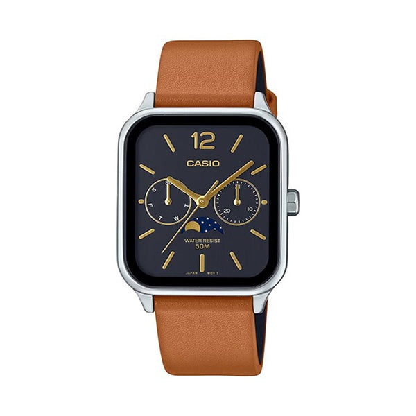 CASIO & VINTAGECasio MTP - M305L - 1AVER Men's Analog Watch - 44.5mm Black Dial, Leather StrapWATCHESEcecile