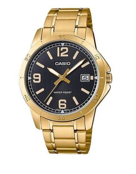 CASIO & VINTAGECasio MTP - V004G - 1BUDF Men's Gold - Tone Analog Watch – Black DialWATCHESEcecile