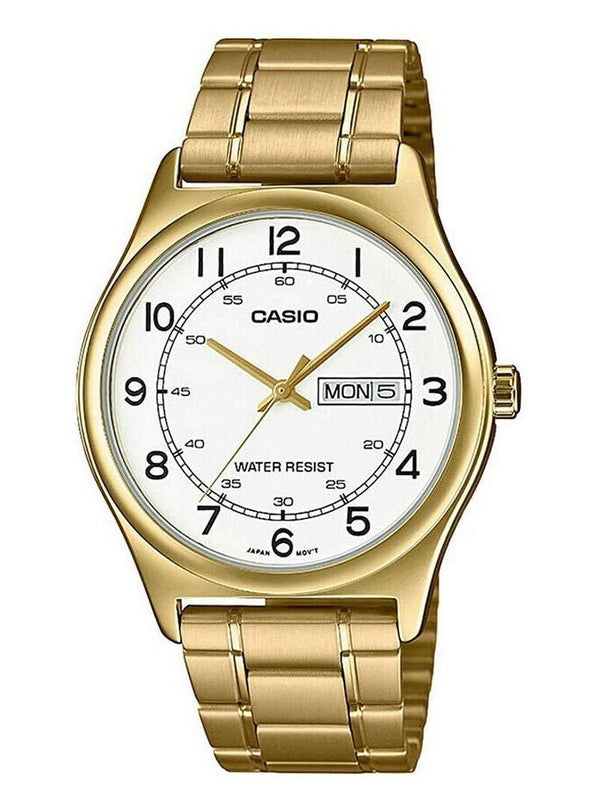 CASIO & VINTAGECasio MTP - V006G - 7BUDF Men's Watch - White Dial, Gold - Tone Stainless Steel BraceletWATCHESEcecile