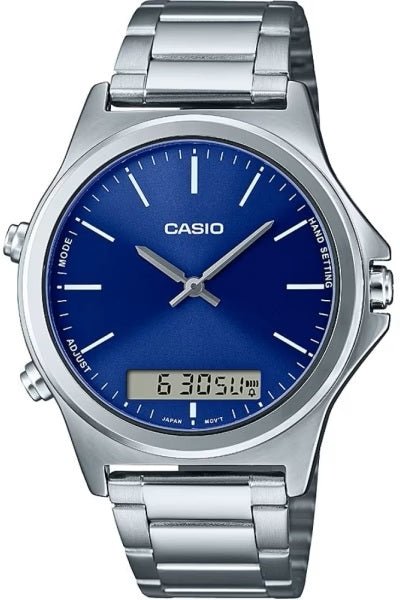 CASIO & VINTAGECasio MTP - VC01D - 2EUDF Men's Analog - Digital Watch – Blue Dial with Stainless Steel BraceletWATCHESEcecile