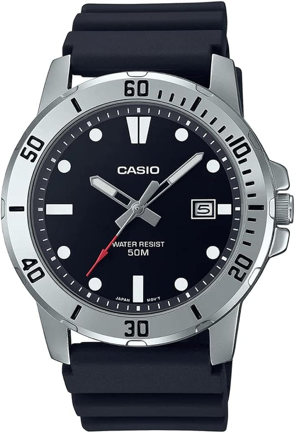 CASIO & VINTAGECasio MTP - VD01 - 1EVUDF Men's Analog Watch - Black Resin Band, Black DialWATCHESEcecile