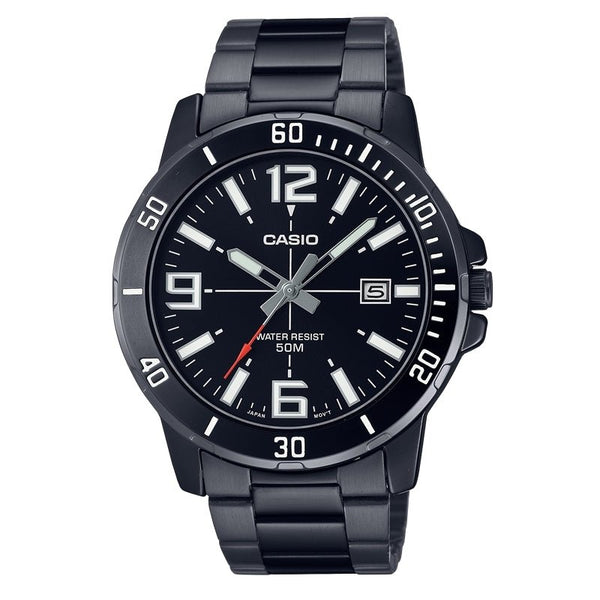 CASIO & VINTAGECasio MTP - VD01B - 1B Men's Black Stainless Steel Analog Watch - Date Display, 45mm, 50m Water ResistantWATCHESEcecile