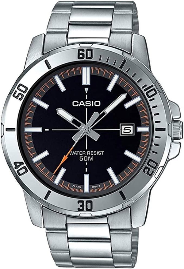 CASIO & VINTAGECasio MTP - VD01D - 1E2VUDF Men's Watch - Black Dial, Stainless Steel BraceletWATCHESEcecile