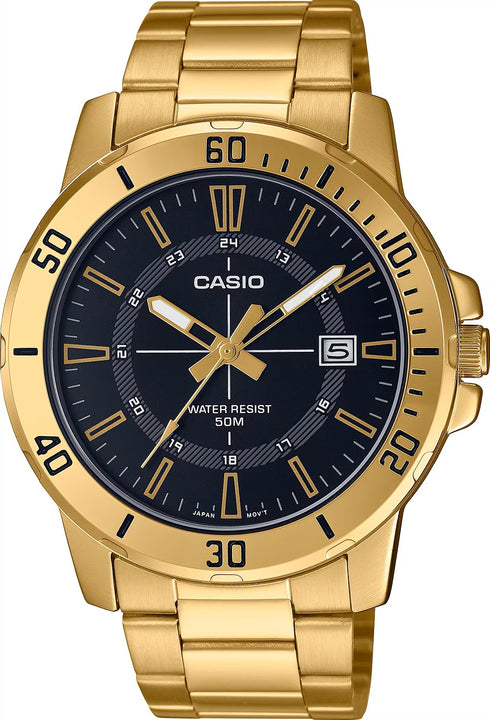 CASIO & VINTAGECasio MTP - VD01G - 1CVUDF Men's Watch - Black Dial, Gold - Plated Stainless Steel BraceletWATCHESEcecile