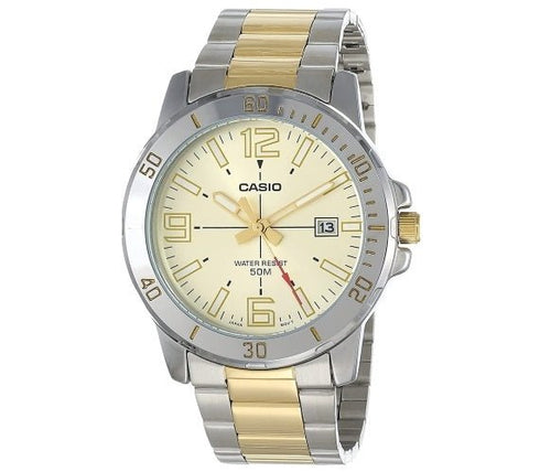 CASIO & VINTAGECasio MTP - VD01SG - 9BVUDF Men's Watch - Gold Dial, Stainless Steel BraceletWATCHESEcecile