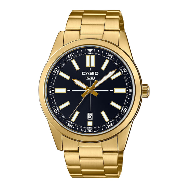 CASIO & VINTAGECasio MTP - VD02G - 1EUDF Men's Gold - Tone Analog Watch – Black DialWATCHESEcecile