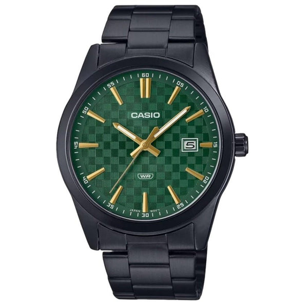CASIO & VINTAGECasio MTP - VD03B - 3AUDF Men's Watch - Green Dial, Black Stainless Steel BraceletWATCHESEcecile