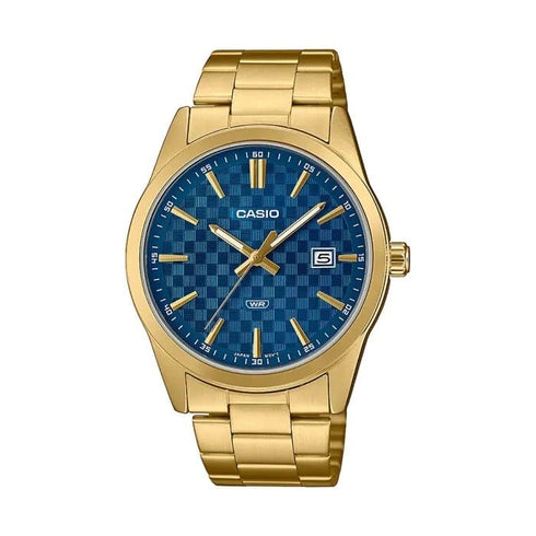 CASIO & VINTAGECasio MTP - VD03G - 2AUDF Men's Watch - Blue Dial, Gold - Tone Stainless Steel BraceletWATCHESEcecile