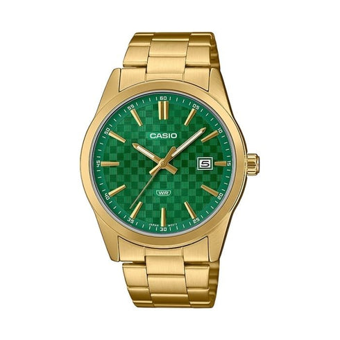 CASIO & VINTAGECasio MTP - VD03G - 3AUDF Men's Analog Watch – Green Dial, Gold - Tone Stainless Steel BraceletWATCHESEcecile