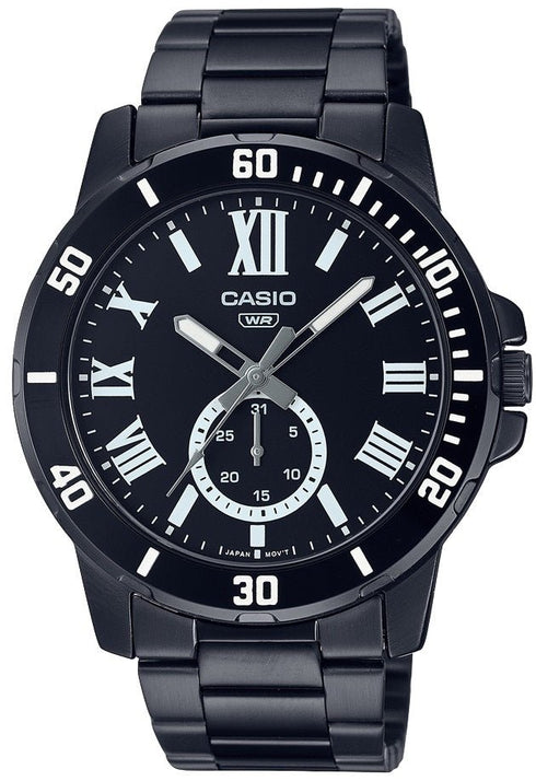 CASIO & VINTAGECasio MTP - VD200B - 1BUDF Men's Watch - Black Dial, Stainless Steel BraceletWATCHESEcecile