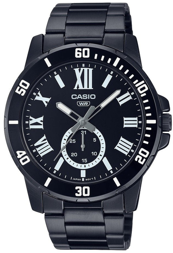 CASIO & VINTAGECasio MTP - VD200B - 1BUDF Men's Watch - Black Dial, Stainless Steel BraceletWATCHESEcecile