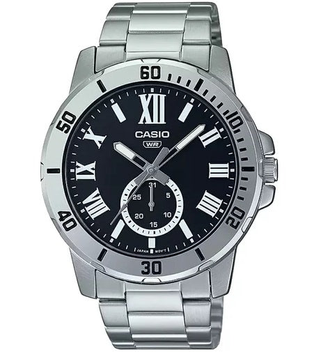 CASIO & VINTAGECasio MTP - VD200D - 1BUDF Men's Stainless Steel Watch – Black DialWATCHESEcecile