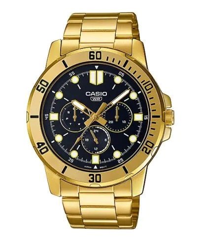 CASIO & VINTAGECasio MTP - VD300G - 1EUDF Men's Gold - Tone Analog Watch – Black DialWATCHESEcecile