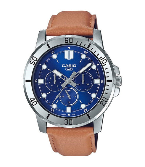 CASIO & VINTAGECasio MTP - VD300L - 2EUDF Men's Analog Watch – Blue Dial, Leather StrapWATCHESEcecile