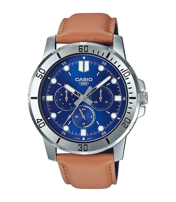 CASIO & VINTAGECasio MTP - VD300L - 2EUDF Men's Analog Watch – Blue Dial, Leather StrapWATCHESEcecile