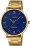 CASIO & VINTAGECasio MTP - VT01GB - 2B Men's Quartz Watch - Blue Dial, Gold - Tone Stainless Steel BandWATCHESEcecile