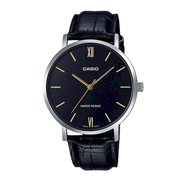 CASIO & VINTAGECasio MTP - VT01L - 1BUDF Men's Quartz Watch - Black Dial, Black Leather BandWATCHESEcecile