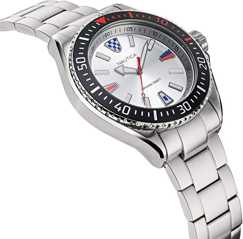 NAUTICANautica NAPCPS905 Men's Quartz Watch - Silver Dial, Stainless Steel BraceletWATCHESEcecile