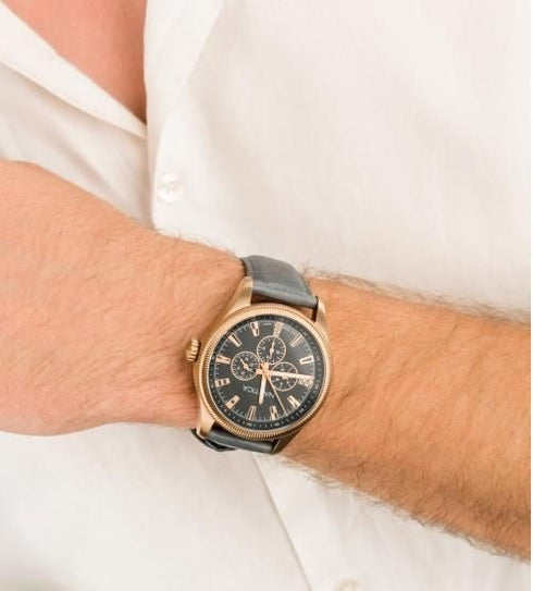 NAUTICA: Nautica NAPSTB003 Men's Quartz Watch - Black Dial, Grey Leather StrapWATCHESEcecile