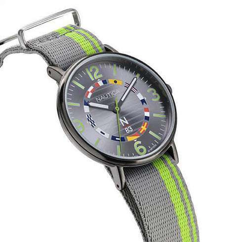 NAUTICANautica NAPWGS903 Men's Quartz Watch - Grey Dial, Two - Tone Fabric StrapWATCHESEcecile