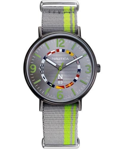NAUTICANautica NAPWGS903 Men's Quartz Watch - Grey Dial, Two - Tone Fabric StrapWATCHESEcecile