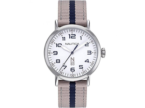 NAUTICANautica NAPWLF921 Unisex Quartz Watch - White Dial, Beige Textile StrapWATCHESEcecile