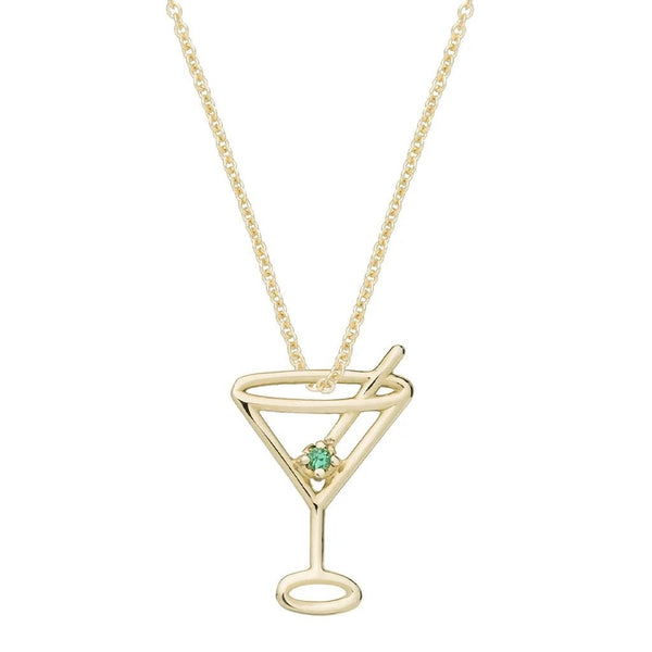 ALIITAAliita Martini Emerald Necklace – 9K Yellow Gold, Adjustable 41–45cm, HandmadeBIJOUXEcecile