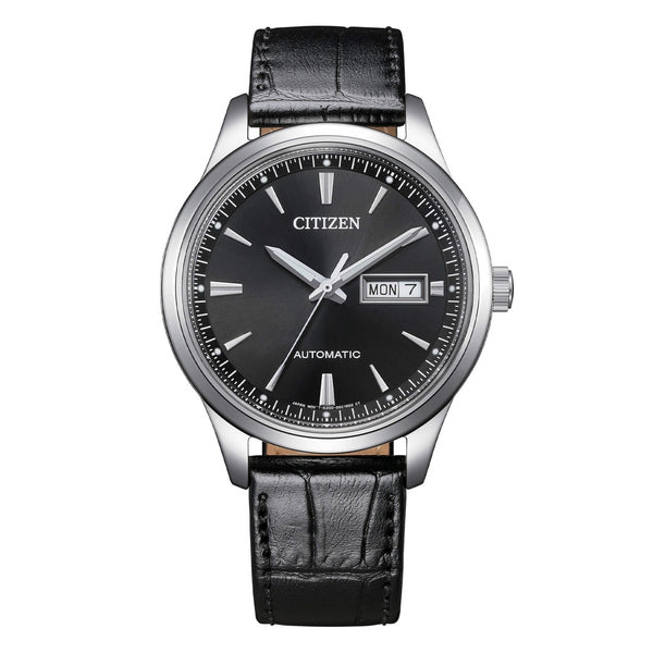 CITIZENCitizen NY4058 - 01E Automatic Men's Watch - Black Dial, Leather StrapWATCHESEcecile