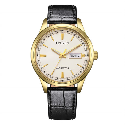 CITIZENCitizen NY4059 - 09A Automatic Gold - Tone Watch with Black Leather StrapWATCHESEcecile