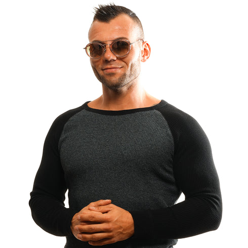 OMEGAOmega OM0021 - H 5272U Unisex Round Sunglasses – Shiny Rose Gold Frame, Pink LensesEYEWEAREcecile