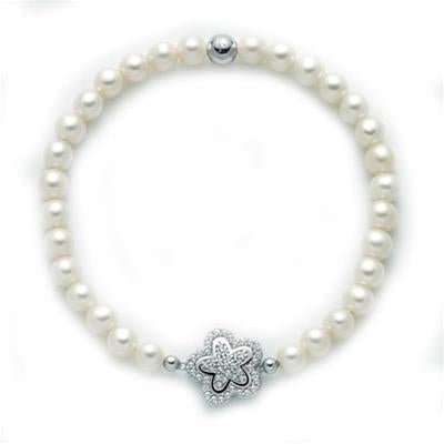 MILUNAMiluna PBR2549 - TPZ Women's Pearl Bracelet with Flower Pendant and White TopazesJEWELRYEcecile