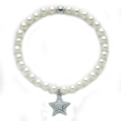 MILUNAMiluna PBR2553 - TPZ Women's Pearl Bracelet with Star Pendant and White TopazesJEWELRYEcecile