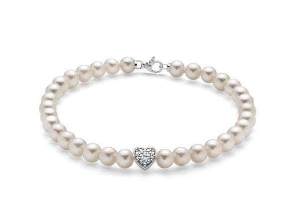 MILUNAMiluna PBR3190 Women's Pearl Bracelet with Heart - Shaped White Gold Accent and DiamondJEWELRYEcecile