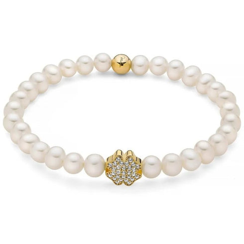 MILUNAMiluna PBR3501G - TPZ Women's Bracelet - 925 Silver with White Pearls and Four - Leaf CloverJEWELRYEcecile