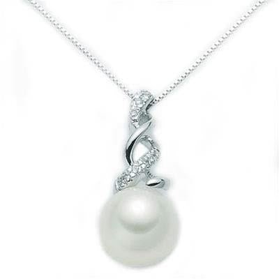 MILUNAMiluna PCL3872 Women's Necklace – 18K White Gold, 8.5–9mm Cultured Pearl Pendant, 7 Natural Diamonds (0.43 ct Total), 42cmJEWELRYEcecile
